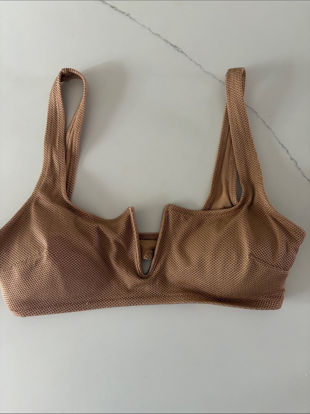 aerie V-Notch Wireless Bikini Top in Taupe
